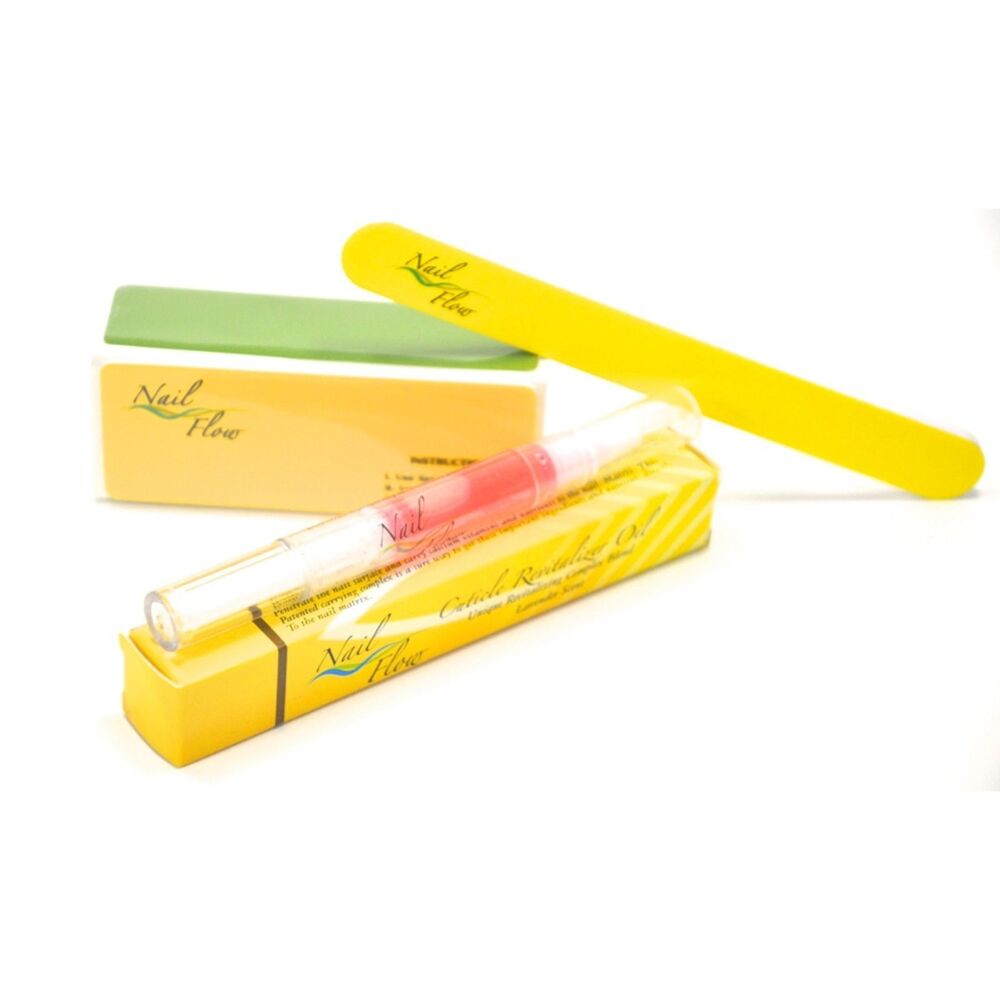 Manicure Nail Care 3 Piece Set w/ Gift Box - Cuticle Oil, Nail Buffer, Nail File